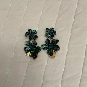 Kate Spade Green and Gold Floral Earrings